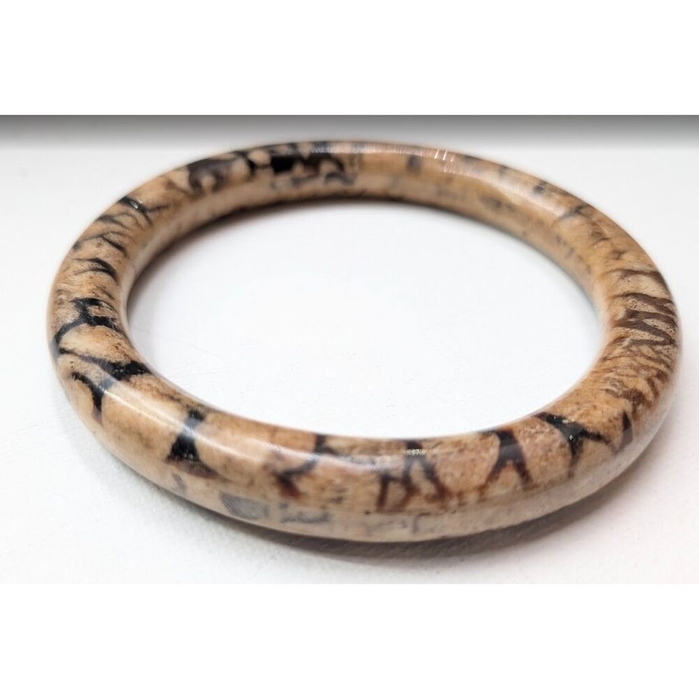 Vintage Tiger Sponge Coral Bangle Bracelet Natural Brown Cream Black Chunky 34g - Picture 15 of 16